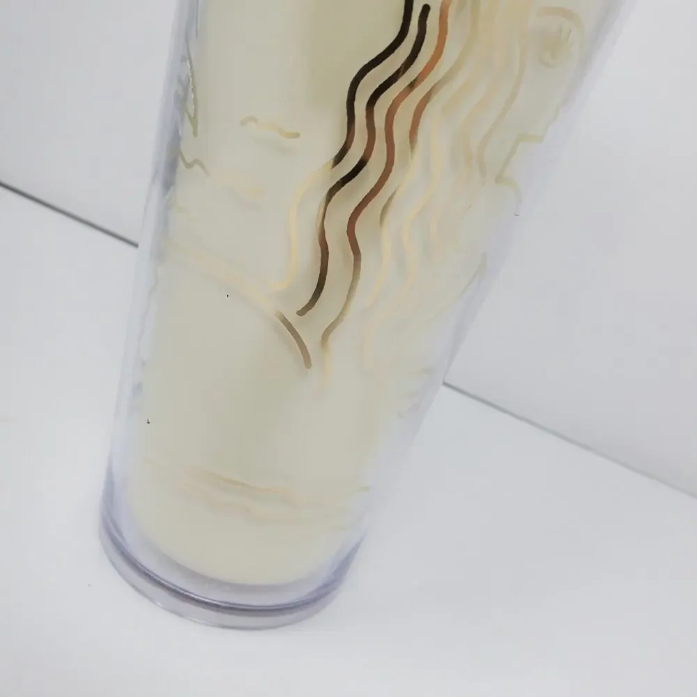STARBUCKS Cream Gold Siren Mermaid Tail Acrylic TUMBLER 24oz  Anniversary